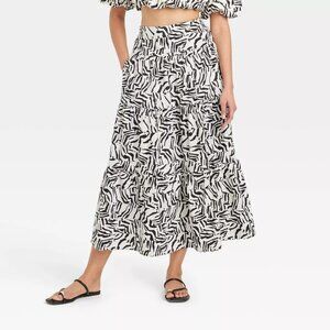A New Day Zebra Taffeta Maxi Skirt